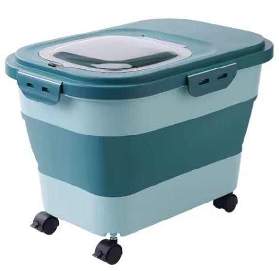 Boite a croquettes pour chat couleur bleu petrol