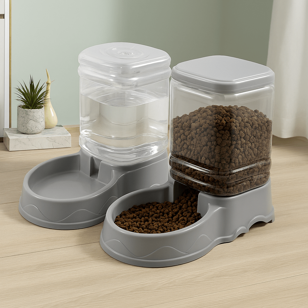 Gamelle chat automatique ensemble gamelle couleur gris
