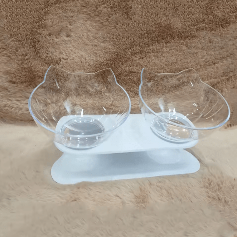 Gamelle chat gamelle transparente support blanc