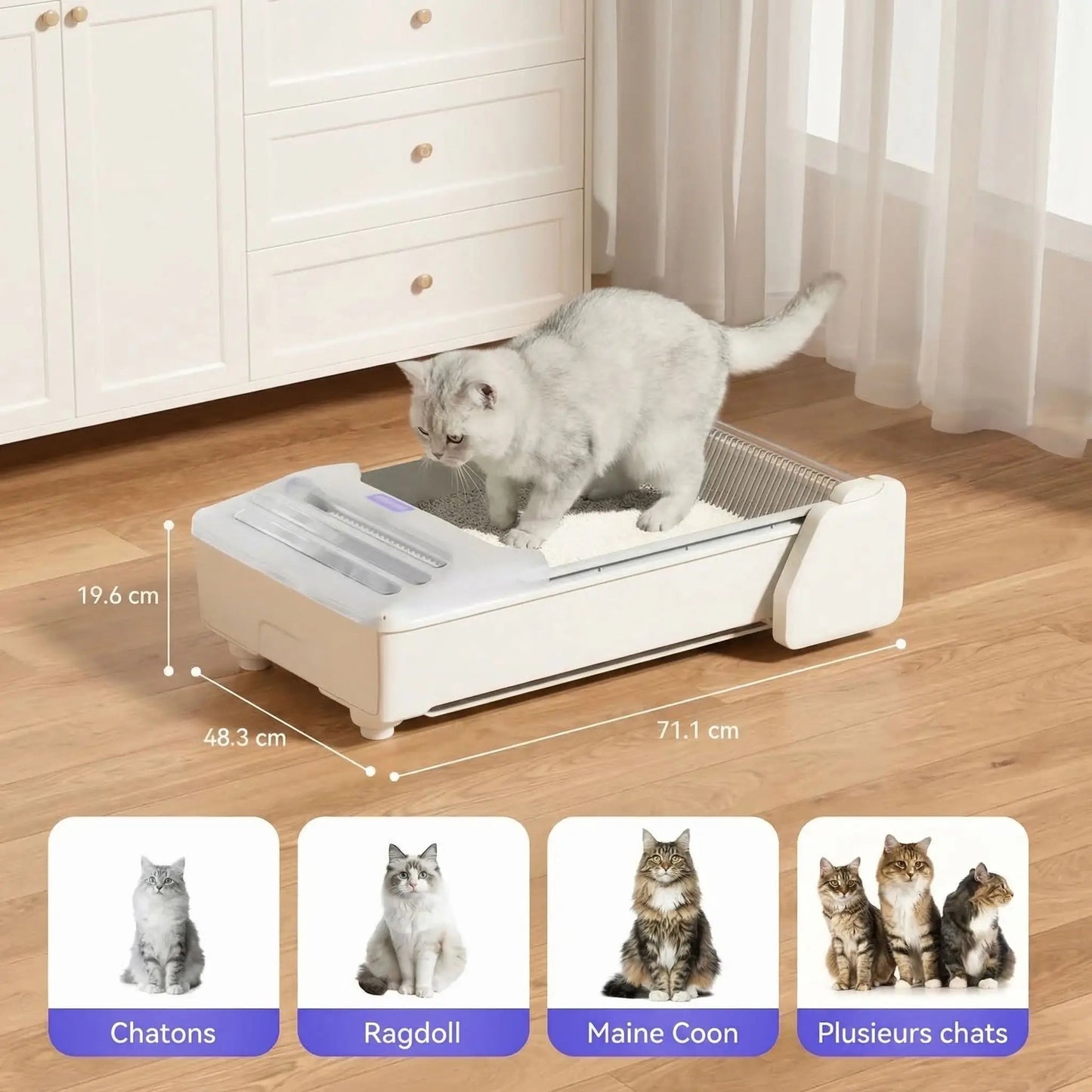 Litiere semi automatique chat mesure adapter tous types chats