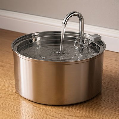 Fontaine a eau pour chat inox eau coule robinet fontaine
