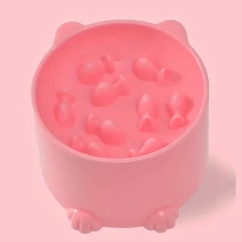Gamelle anti glouton chat couleur corail