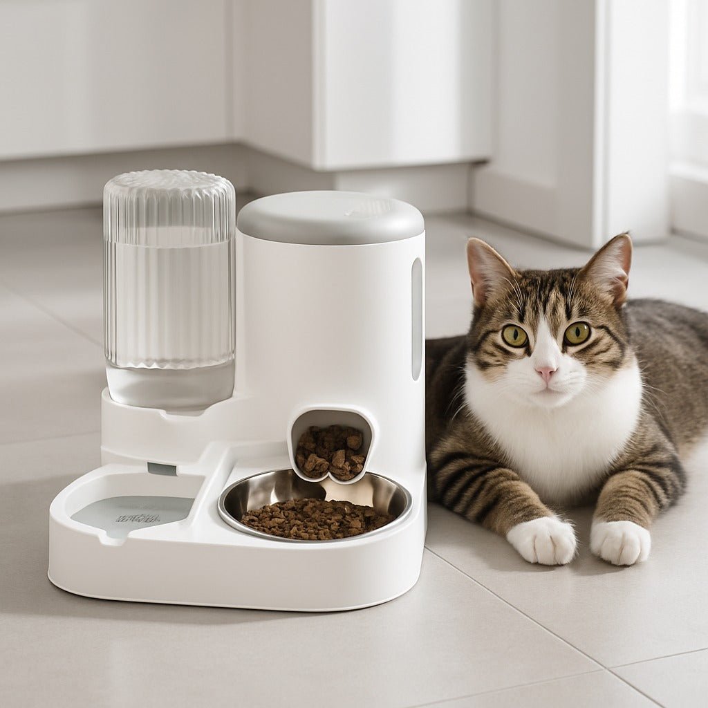 Gamelle chat automatique chat allonge gamelle automatique couleur blanc gris