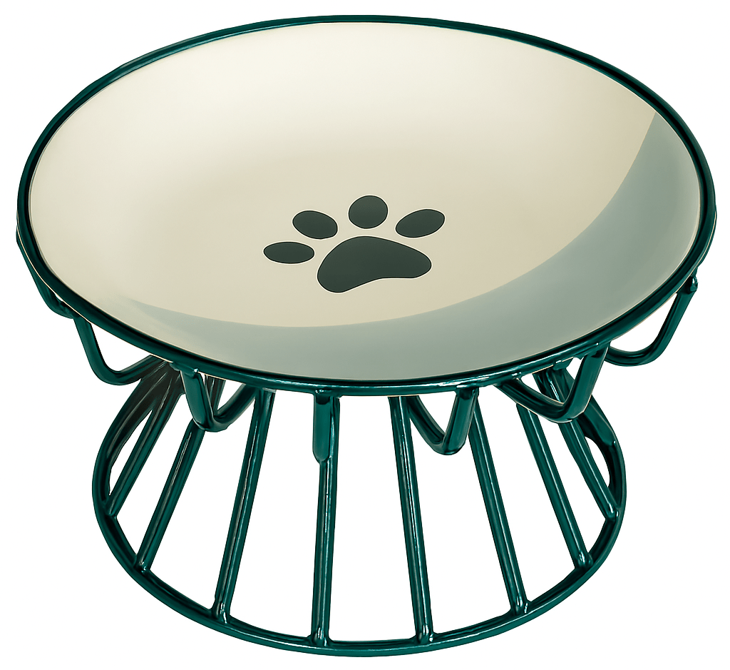 Gamelle chat support vert electrique