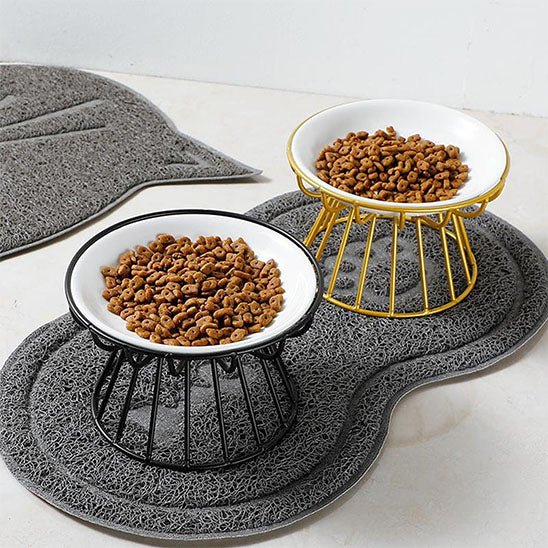 Gamelle chat deux gamelle support vert electrique dore