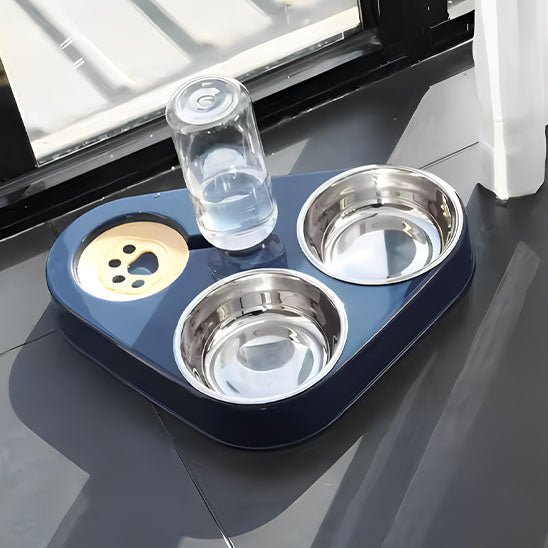 Gamelle pour chat compartiment deux bol abreuvoir compartiment bleu