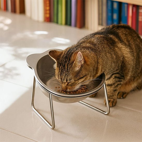 Gamelle pour chat chat tigre mange croquette gamelle sol