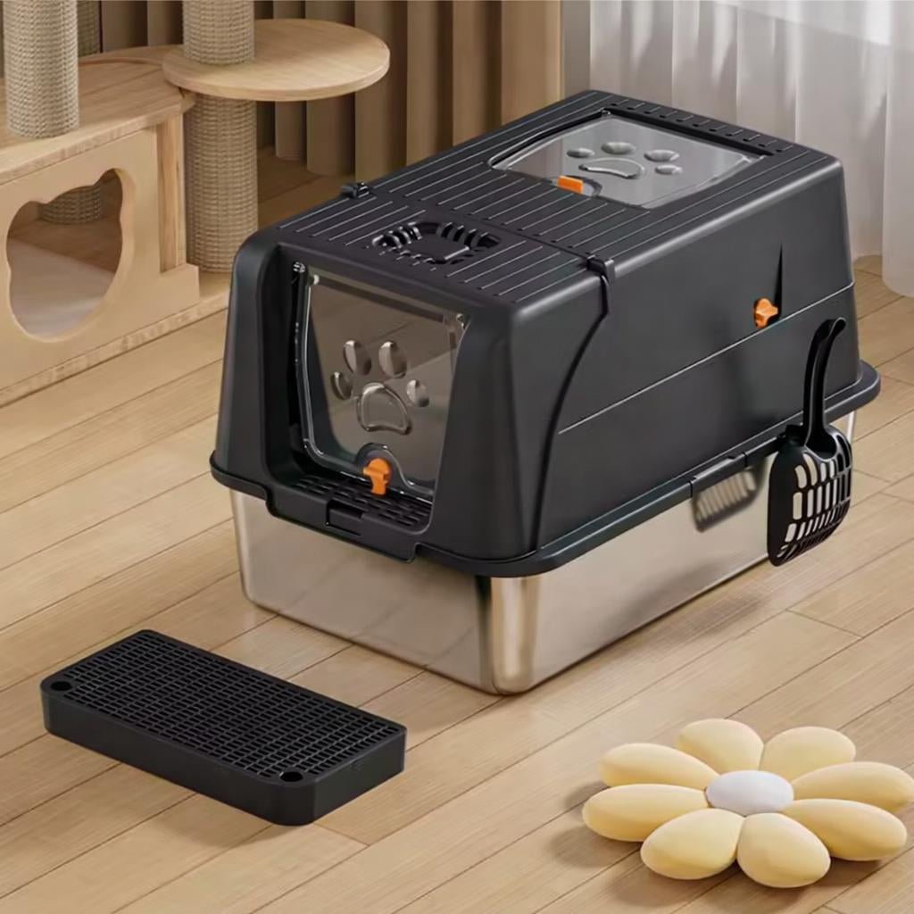 Maison Toilette pour Chat | Inox Spacieuse™ - Patte et Moustache