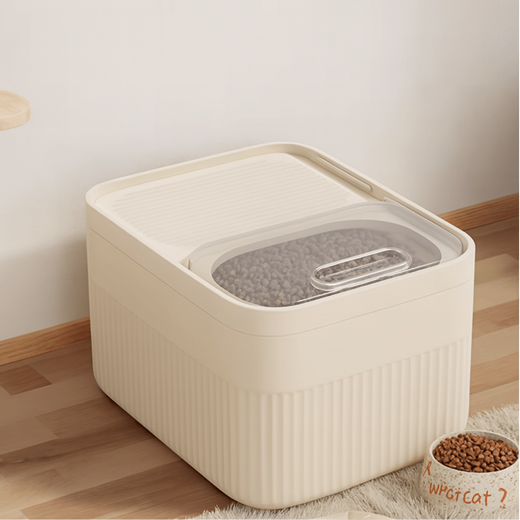 Boite a croquettes chat presentation boite couleur creme