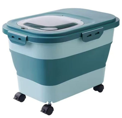Boite a croquettes pour chat couleur bleu petrol