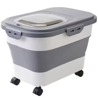 Boite a croquettes pour chat couleur gris blanc