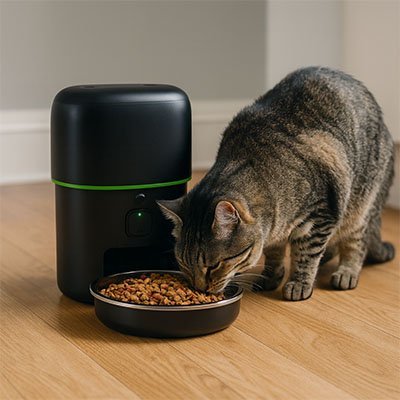 Distributeur automatique croquettes chat chat tigre mange croquettes distributeur