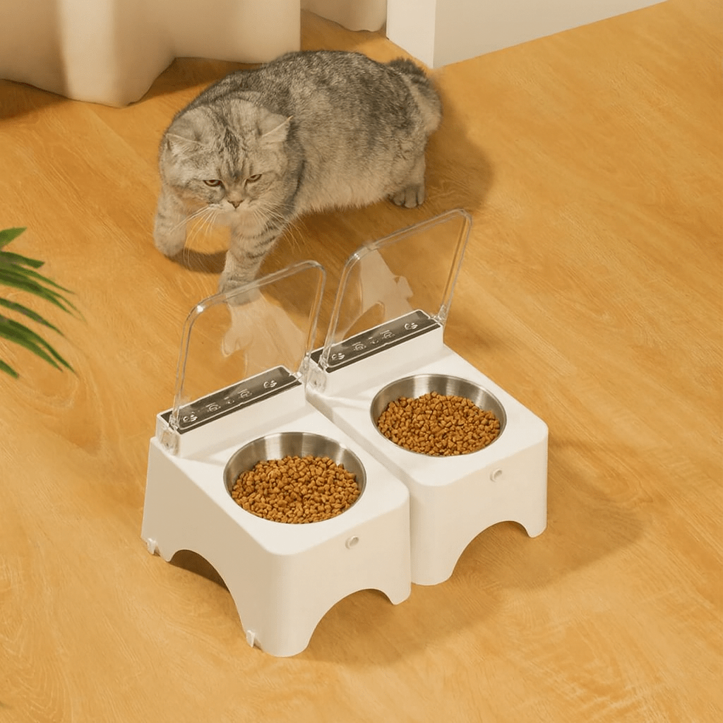 Distributeur automatique de croquettes pour chat chat passe derriere gamelle