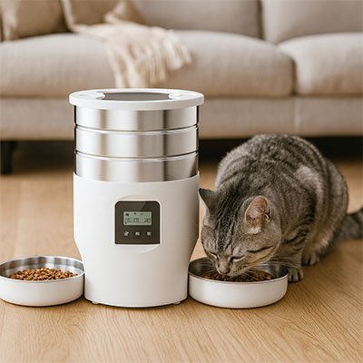 Distributeur de croquettes pour chat automatique chat mange croquettes distributeur 