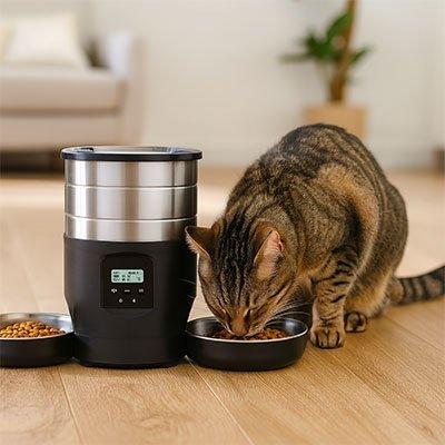 Distributeur de croquettes pour chat automatique chat mange croquettes distributeur