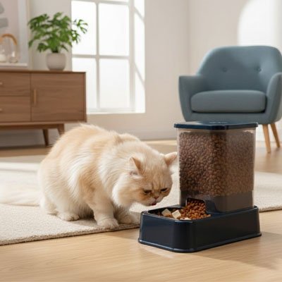 Distributeur de croquettes pour chat automatique chat renifle croquettes