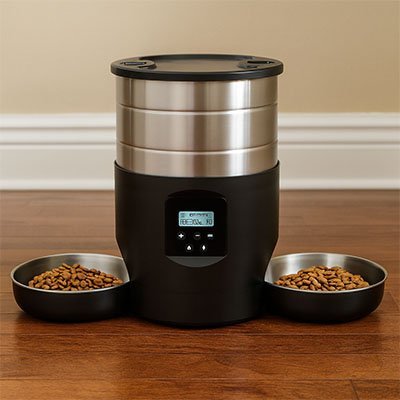 Distributeur de croquettes pour chat automatique couleur noir