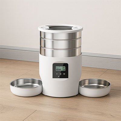 Distributeur de croquettes pour chat automatique distributeur blanc