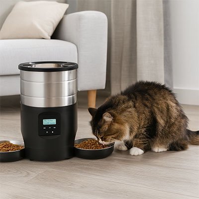 Distributeur de croquettes pour chat automatique distributeur noir