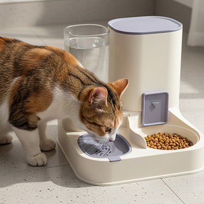 Distributeur de croquettes pour chat chat boit eau distributeur bleu