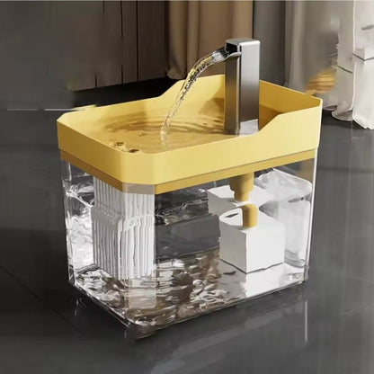Distributeur eau chat couleur jaune presentation