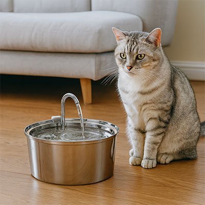 Fontaine a eau pour chat chat a cote fontaine 