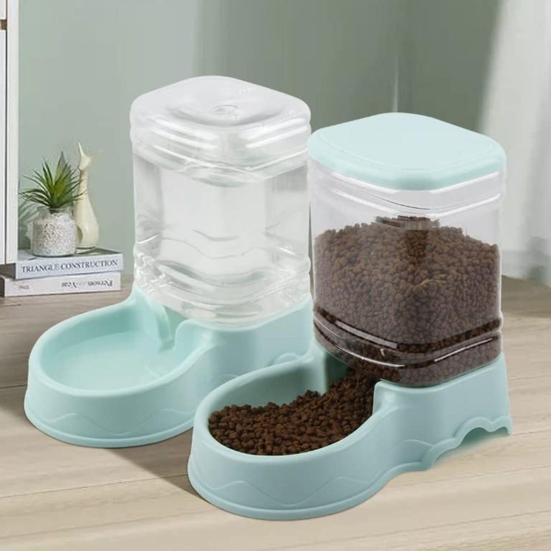 Gamelle chat automatique ensemble couleur turquoise