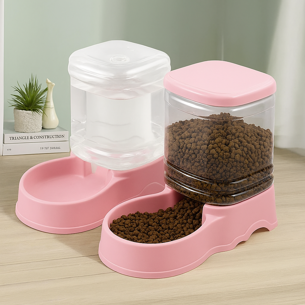 Gamelle chat automatique ensemble gamelle couleur rose