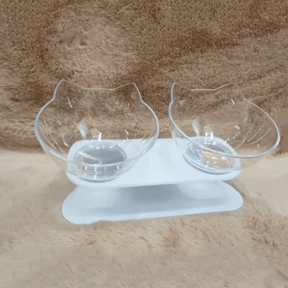Gamelle chat gamelle transparente support blanc