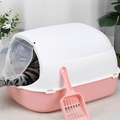 Litière bac chat chat joue dans bac couleur rose