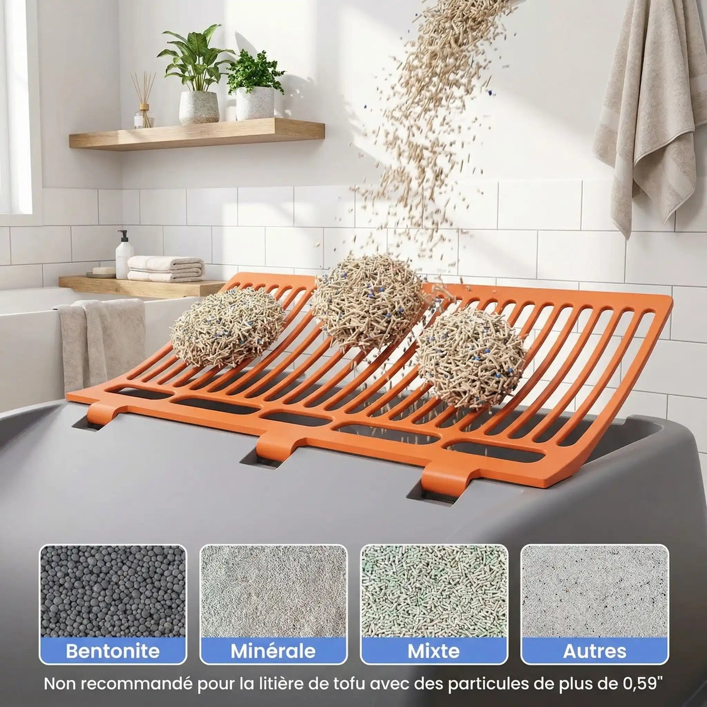 Litière pour chat automatique compatible differentes granules