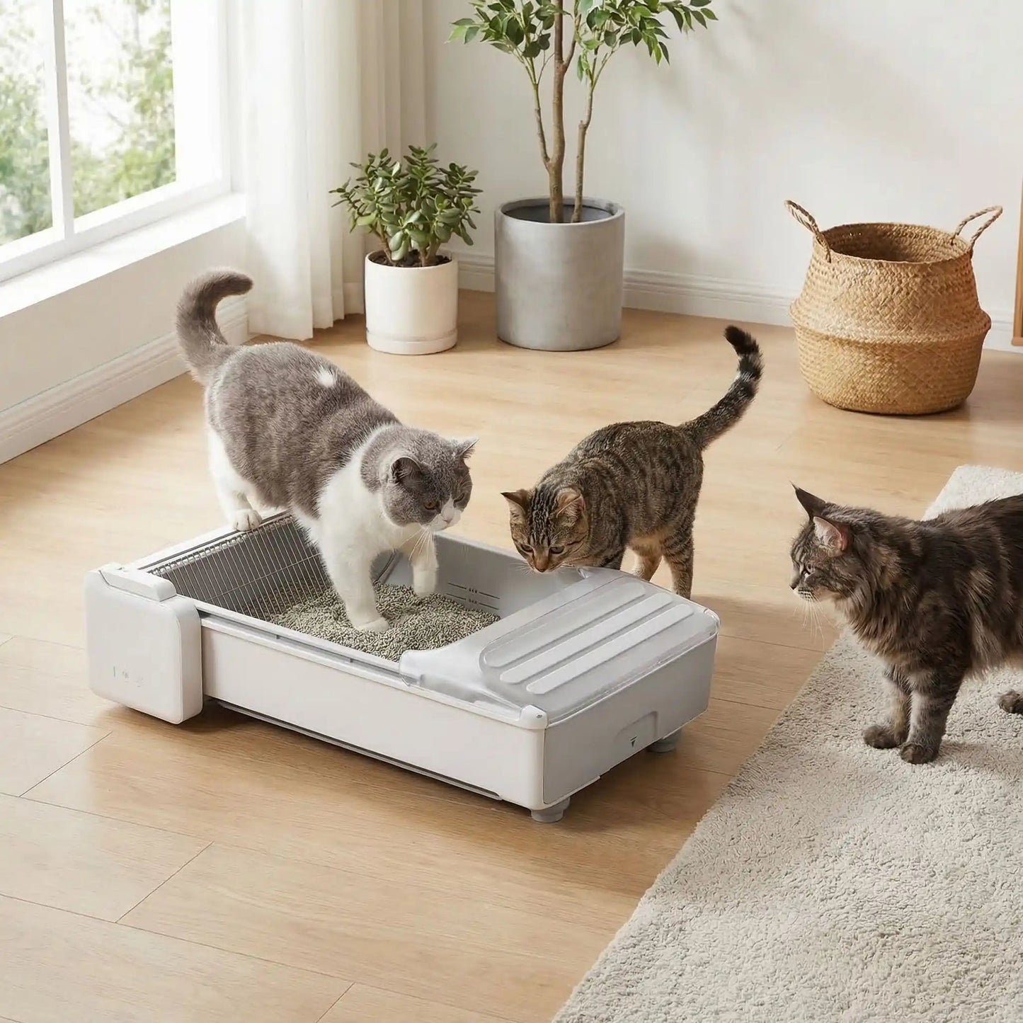 Litiere semi automatique chat grand espace pour plusieurs chats