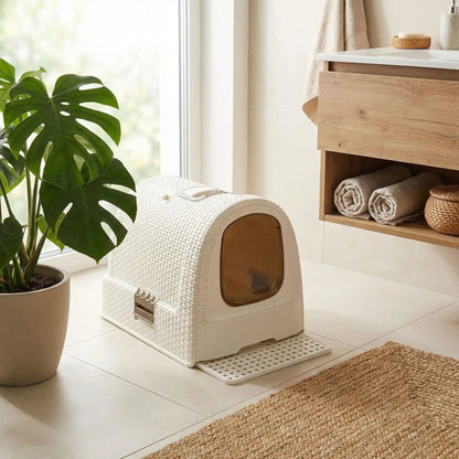 Maison de toilette chat couleur beige