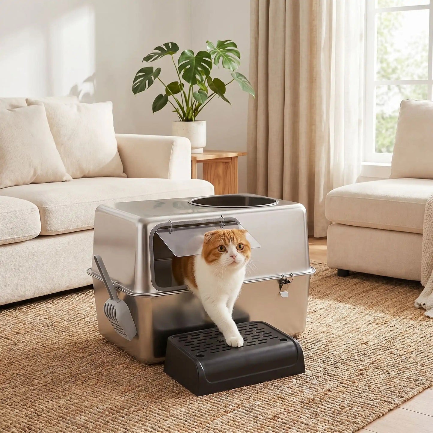 Maison de toilette pour chat anti odeur refuge securisant