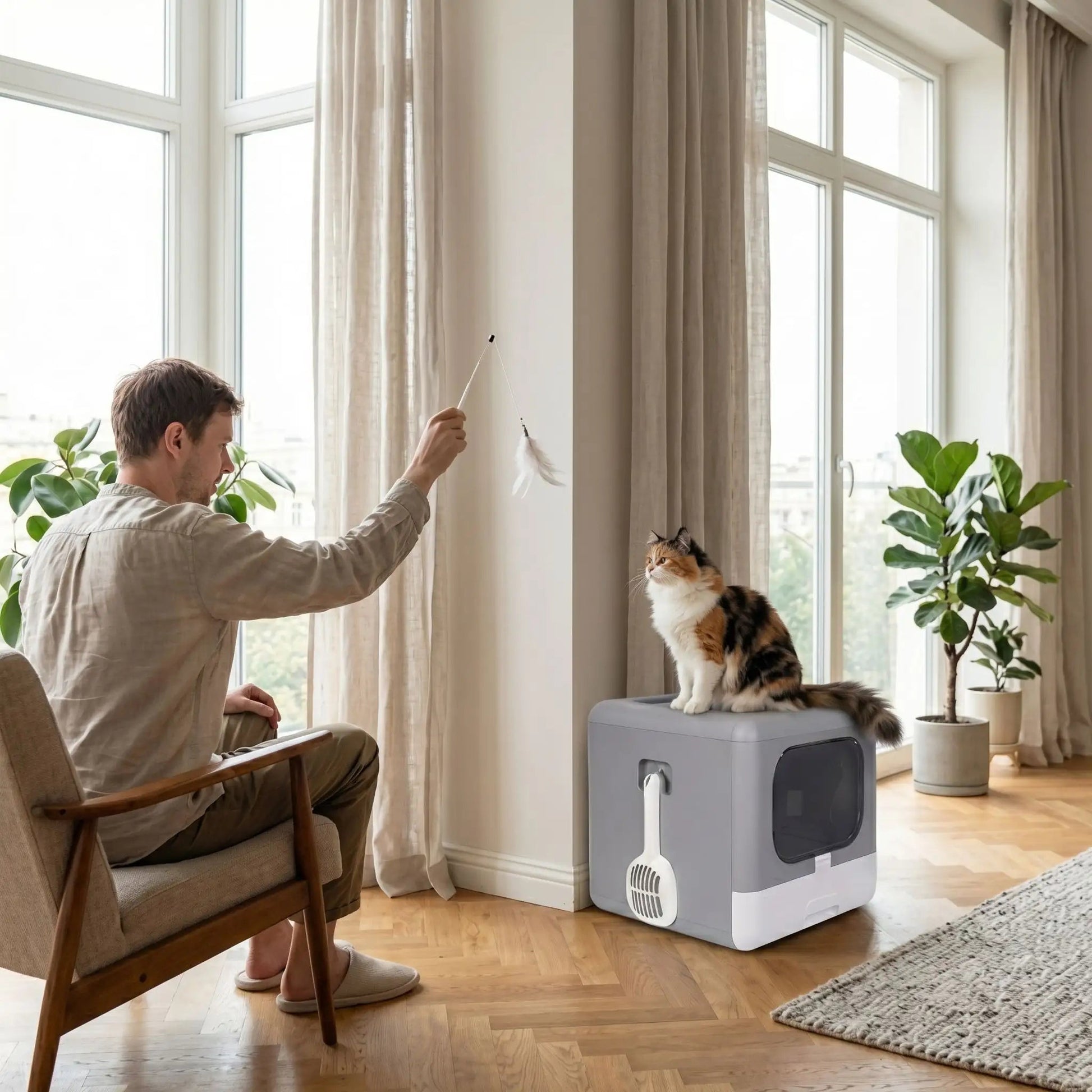 Maison de toilette pour chat moderne et esthétique