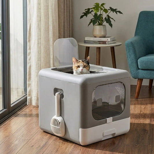 Maison de toilette pour chat moment d'intimite