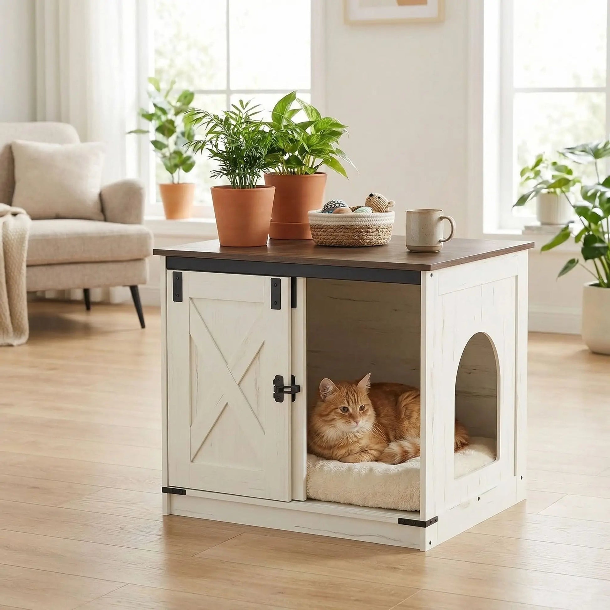 Meuble chat litière polyvalente