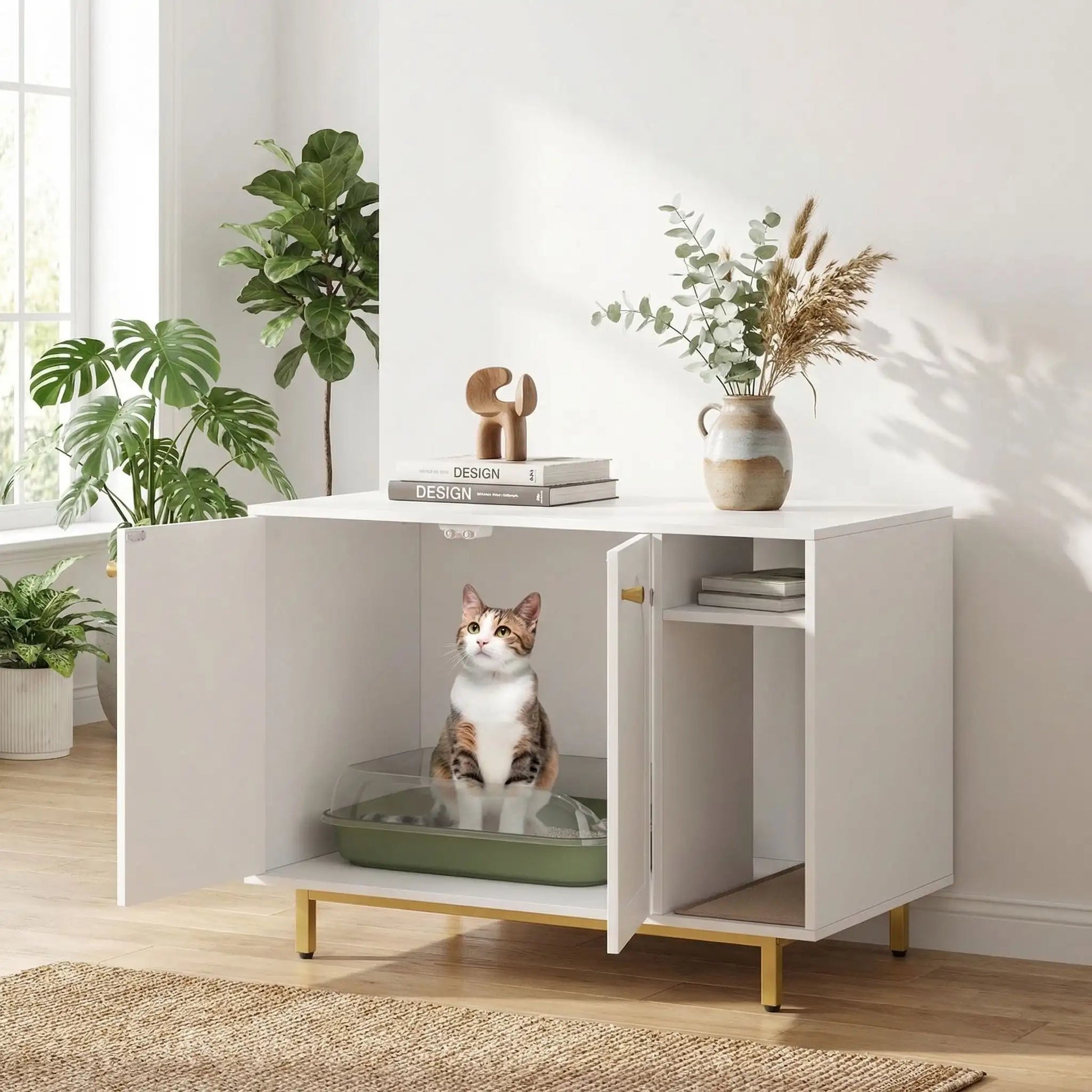 Meuble litière chat confort et esthétique