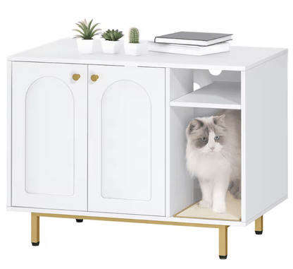Meuble litière chat couleur blanc