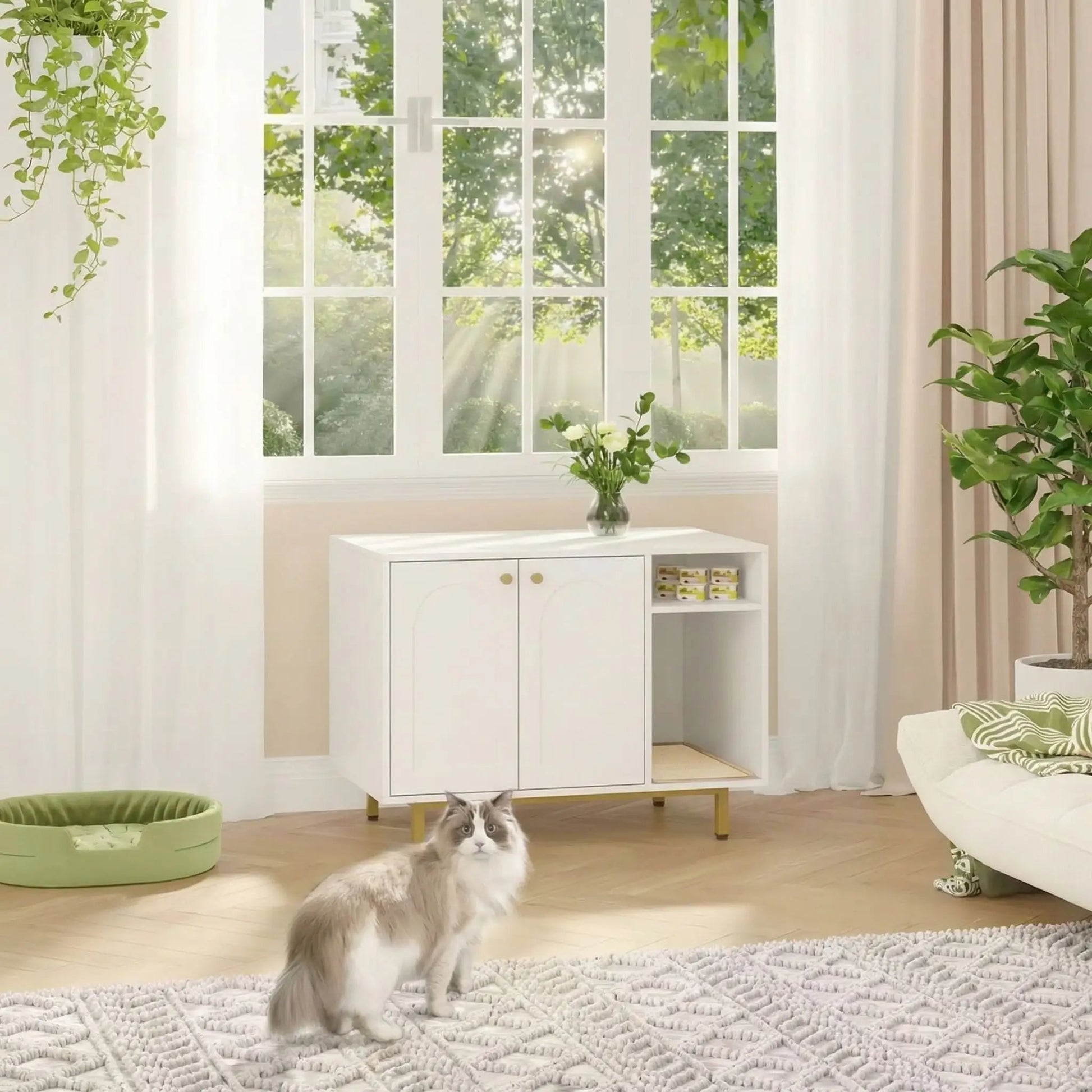 Meuble litière chat décoration et intégration naturelle