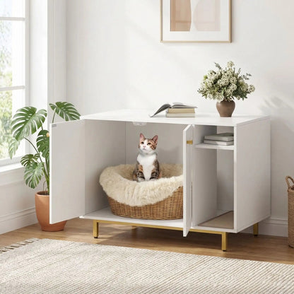 Meuble litière chat polyvalent