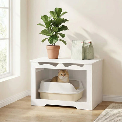 Meuble litière pour chat privé et relaxant