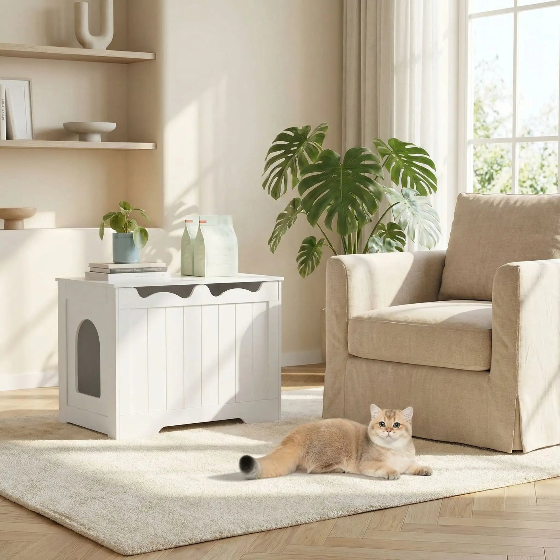 Meuble litière pour chat transformation et élégance