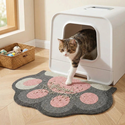 Tapis de litière chat chat sort bac sur tapis litière