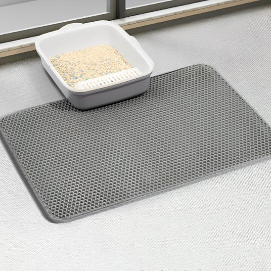 Tapis pour litière chat tapis couleur gris taille genereuse