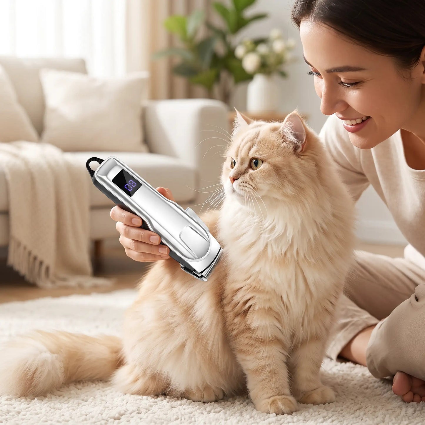 Tondeuse pour chat poil long silencieuse moment de douceur