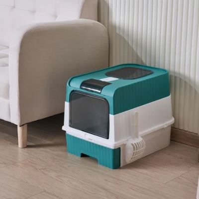 Bac à litière chat modele turquoise