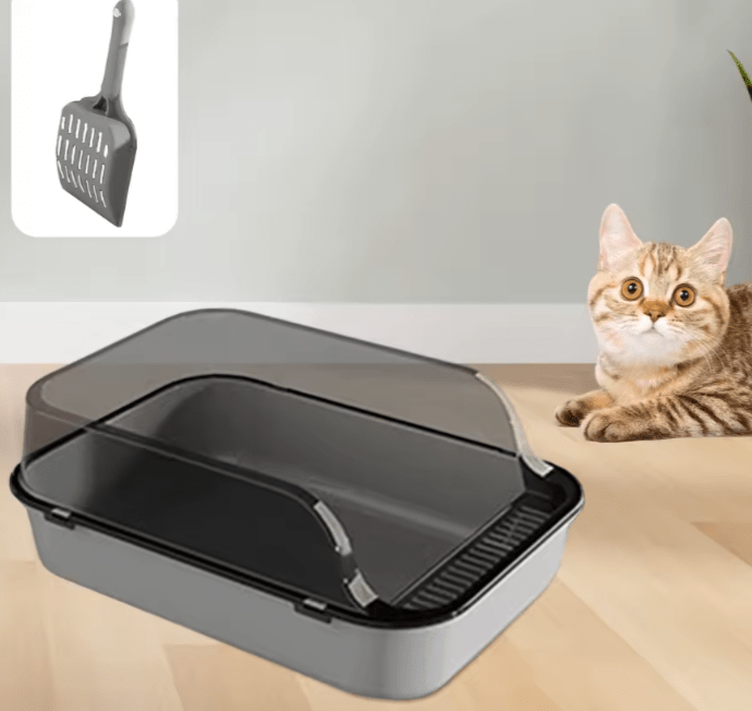 Bac a litiere pour chat bac couleur gris