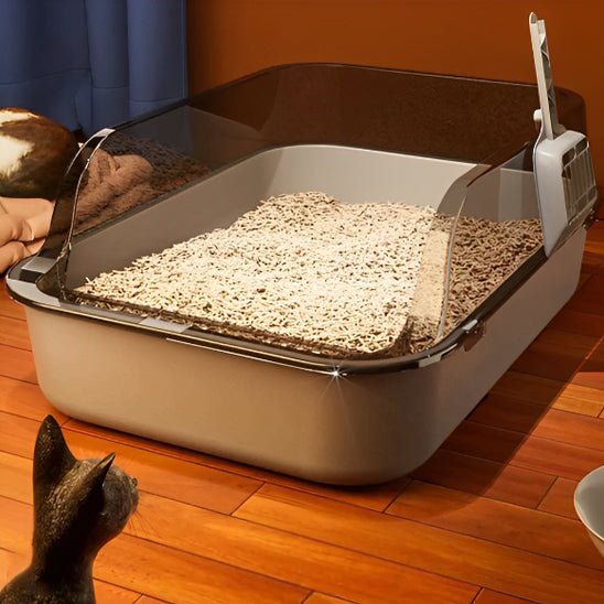 Bac a litiere pour chat chat regarde bac couleur gris