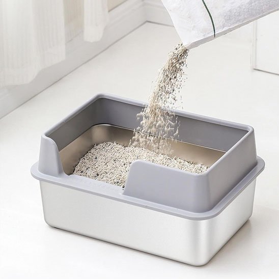 Bac à litière pour chat sac litiere verse dans bac